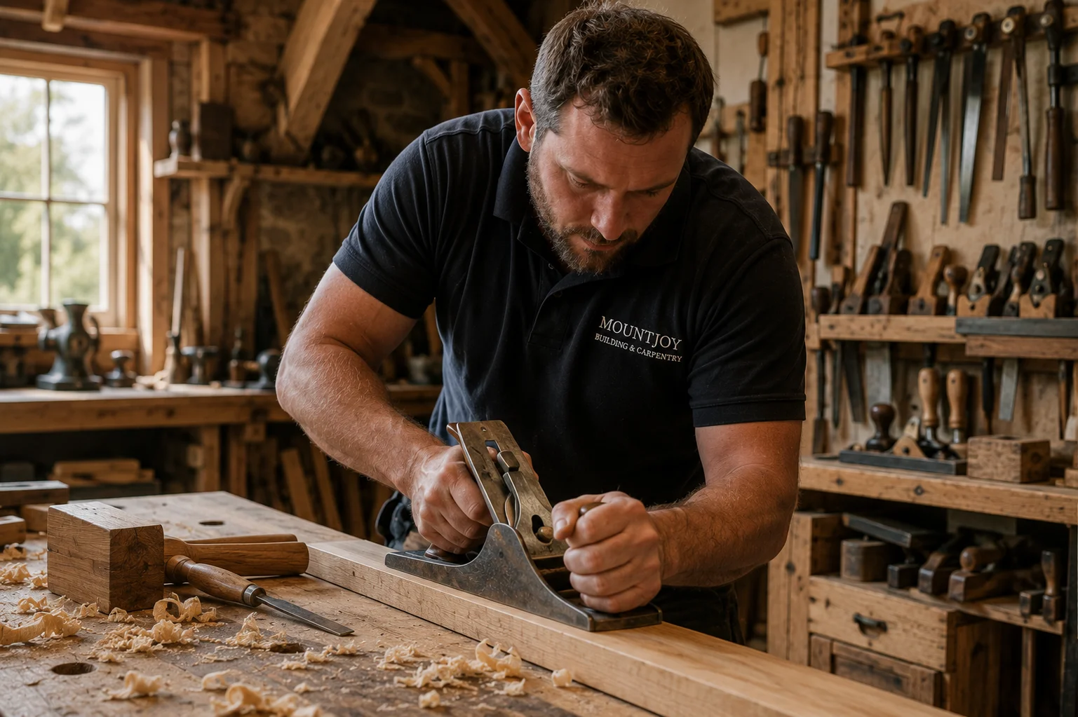 Craftsman working with timber